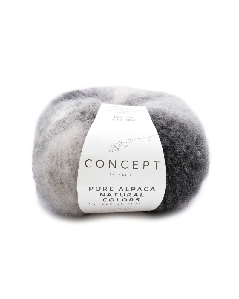 KATIA PURE ALPACA NATURAL COLORS 102 - CRUDO-GRIS CLARO-GRIS MEDIO-GRIS OSCURO