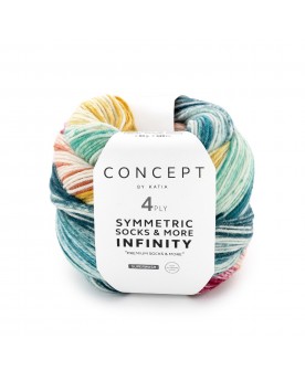 KATIA SYMMETRIC SOCKS & MORE - INFINITY-95 - TURQUESA-AMARILLO-TEJA-ROJO